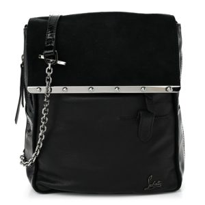 Christian Louboutin Patent Suede Calfskin Edie Shoulder Bag Black