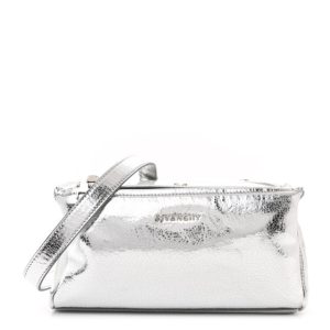 Givenchy Metallic Lambskin Mini Pandora Silvery