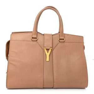 Saint Laurent Textured Calfskin Medium Cabas ChYc Beige