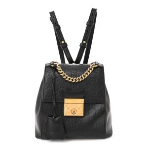 Gucci Guccissima Signature Padlock Backpack Black