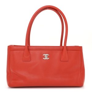 Chanel Calfskin Small Cerf Executive Shopper Tote Red