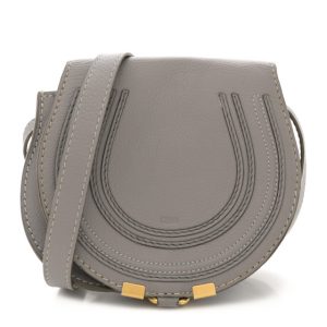 Chloe Calfskin Mini Marcie Round Crossbody Bag Cashmere Grey