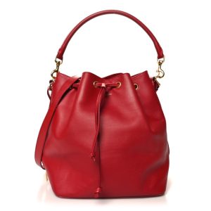 Saint Laurent Calfskin Large Emmanuelle Bucket Bag Lipstick Red