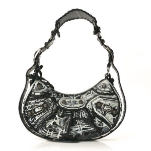 Balenciaga Agneau Arena Graffiti Le Cagole Shoulder Bag XS Black