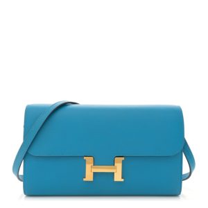 Hermes Evercolor Constance Wallet To Go Blue Zanzibar