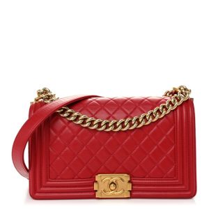 Chanel Lambskin Quilted Medium Boy Flap Red