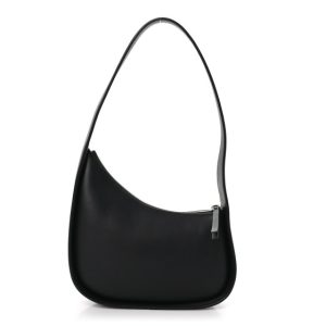 The Row Smooth Calfskin Half Moon Shoulder Bag Black