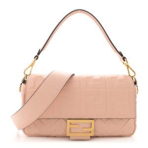 Fendi Nappa FF 1974 Embossed Baguette Rosa Quarzo