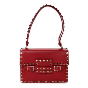 Valentino Garavani Calfskin Rockstud Flap Shoulder Bag Rosso Valentino