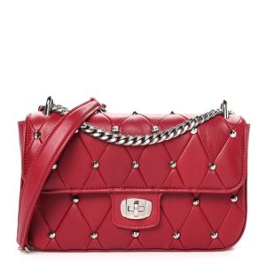 Miu Miu Pattina Nappa Crystal Studded Borchie Flap Bag Rubino