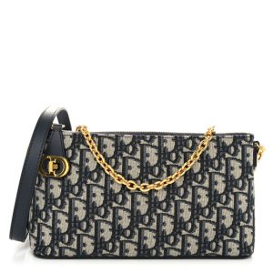 Christian Dior Oblique 30 Montaigne Midi Mini Messenger Bag Blue