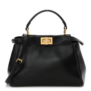 Fendi Nappa Mini Peekaboo Iconic Satchel Black