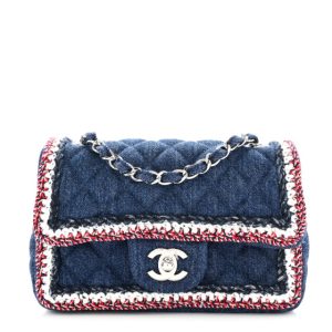 Chanel Denim Braided Mini Rectangular Flap Bag Blue