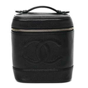 Chanel Caviar Vanity Cosmetic Case Black