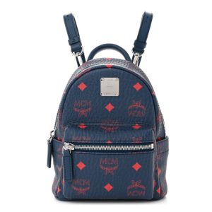 MCM Visetos X-Mini Stark Bebe Boo Backpack Deep Blue Sea