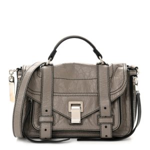Proenza Schouler Paper Lambskin Tiny PS1 Plus Zip Satchel Dark Taupe