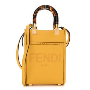 Fendi Vitello King Plexiglass Logo Embossed Mini Fendi Sunshine Shopper Tote Mimosa