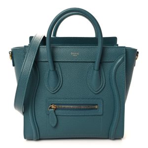 Celine Baby Drummed Calfskin Nano Prussian Blue