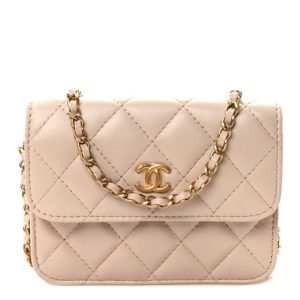 Chanel Lambskin Quilted Pearl Crush Clutch With Chain Light Pink