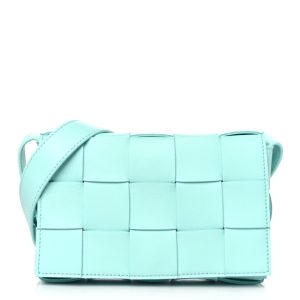 Bottega Veneta Lambskin Maxi Intrecciato Small Cassette Crossbody Bag Celadon