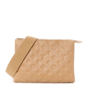 Louis Vuitton Lambskin Embossed Monogram Coussin PM Camel