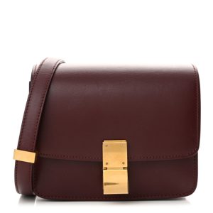 Celine Box Calfskin Small Classic Box Flap Bag Burgundy
