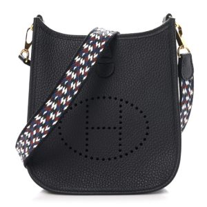 Hermes Taurillon Clemence Zigzag Evelyne TPM Caban Black Bleu Zellige Indigo