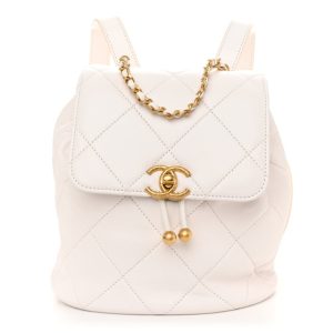 Chanel Lambskin Quilted Backpack White