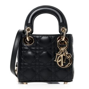 Christian Dior Lambskin Cannage Micro Lady Dior Black