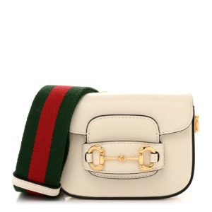 Gucci Azalea Calfskin Web Horsebit 1955 Wallet On Strap Mystic White
