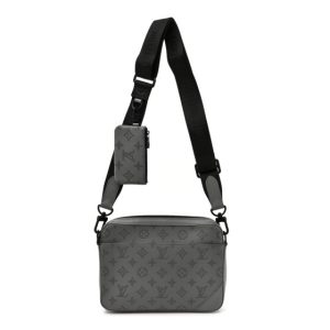 Louis Vuitton Calfskin Monogram Shadow Trio Messenger Anthracite Gray