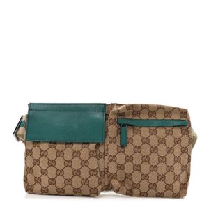 Gucci GG Monogram Web Double Pocket Belt Bag Turquoise