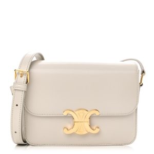 Celine Shiny Calfskin Teen Triomphe Chalk