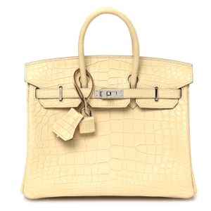 Hermes Matte Alligator Birkin 25 Vanille