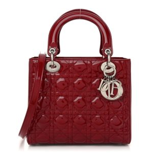 Christian Dior Patent Cannage Medium Lady Dior Red
