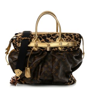 Louis Vuitton Monogram Leopard Pleated Steamer Bag
