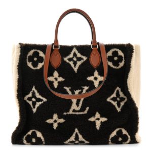 Louis Vuitton Shearling Monogram Giant Teddy Onthego GM Black White
