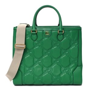 Gucci Calfskin GG Matelasse Tote Bag Bright Green