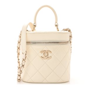 Chanel Lambskin Quilted Trendy Vanity Case White