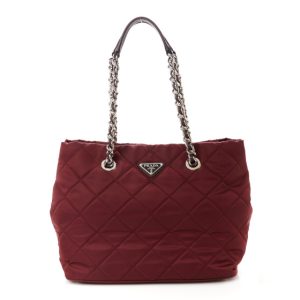 Prada Nylon Tessuto Impuntu Quilted Tote Granato