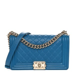 Chanel Lambskin Quilted Medium Boy Flap Blue