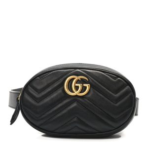Gucci Calfskin Matelasse GG Marmont Belt Bag 85 34 Black