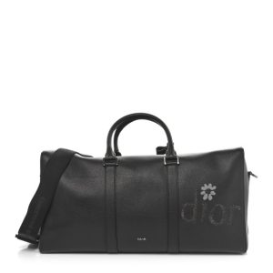 Christian Dior X ERL Grained Calfskin Lingot 50 Bag Black