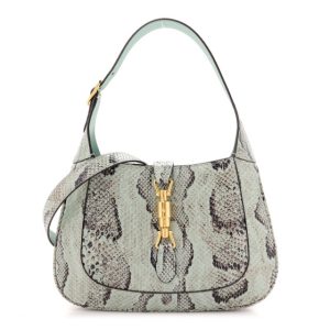 Gucci Snakeskin Calfskin Small Jackie 1961 Hobo Teal Light Teal