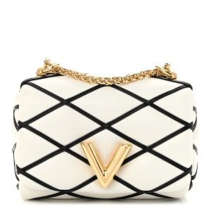 Louis Vuitton Lambskin Malletage Pico GO-14 White Black