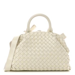 Bottega Veneta Nappa Intrecciato Small Handle Bag Chalk