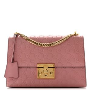 Gucci Guccissima Signature Medium Padlock Shoulder Bag Rose Baby Candy