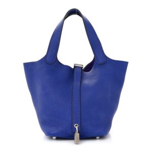 Hermes Taurillon Clemence Picotin Lock 18 PM Bleu Electrique