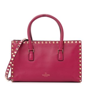 Valentino Garavani Vitello Rockstud Tote Deep Cyclamin