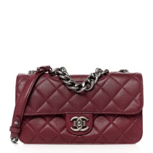 Chanel Goatskin Quilted Medium Perfect Edge Flap Burgundy